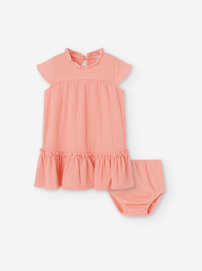Robe en Crêpe à Volants Bleu - Kiabi