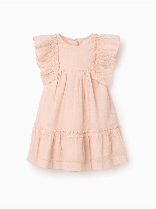 Robe en crêpe à volants et lurex - Kiabi