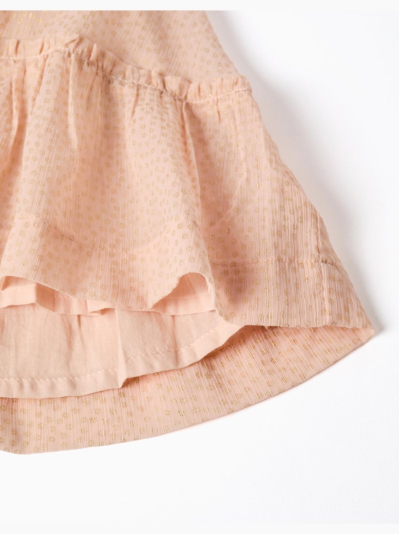 Robe en crêpe à volants et lurex Rose clair - Kiabi