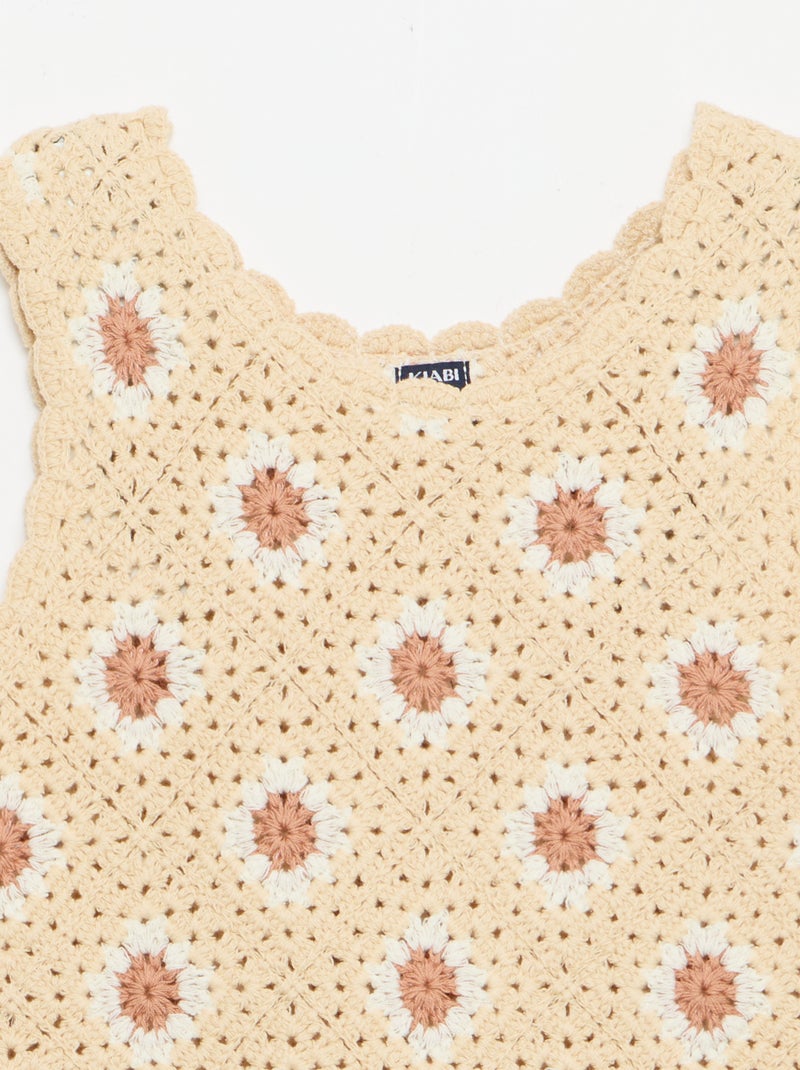 Robe en crochet avec motif Beige - Kiabi