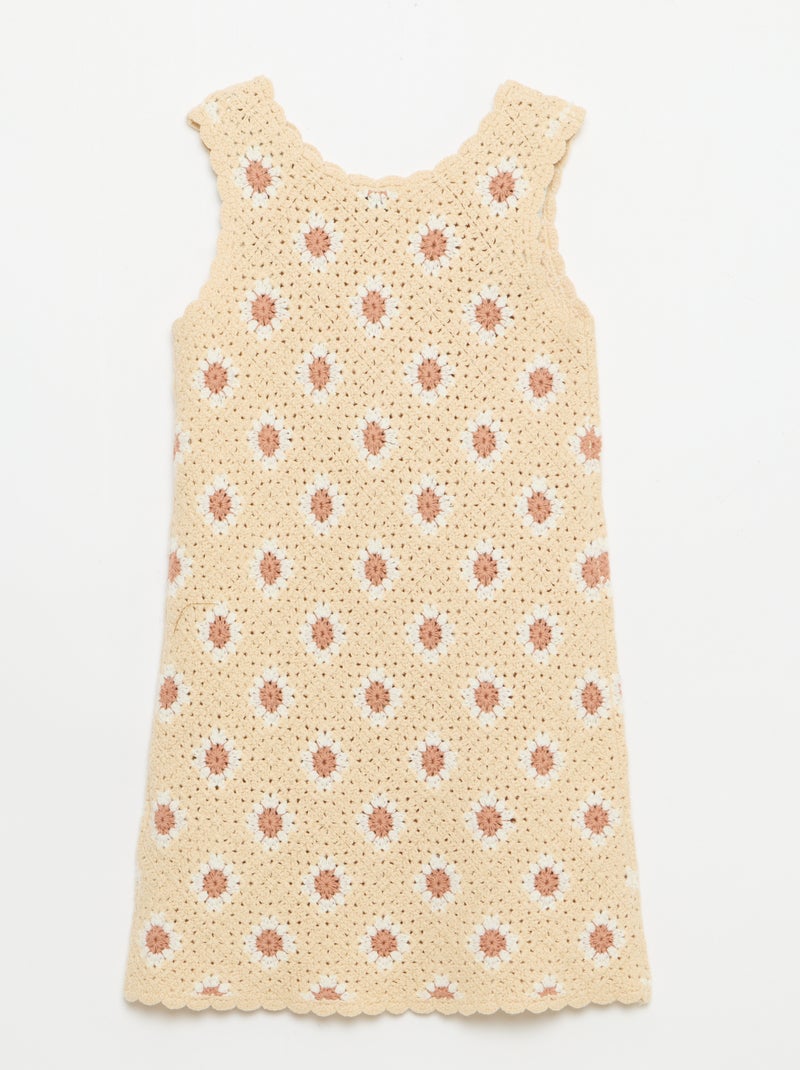 Robe en crochet avec motif Beige - Kiabi