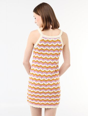 Robe en crochet tricolore
