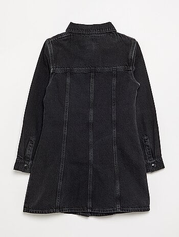 Robe en denim à manches longues et col chemisier