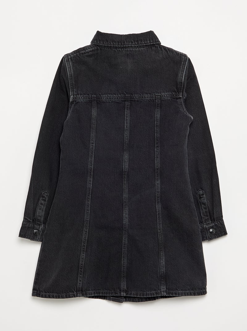 Robe en denim à manches longues et col chemisier Gris - Kiabi