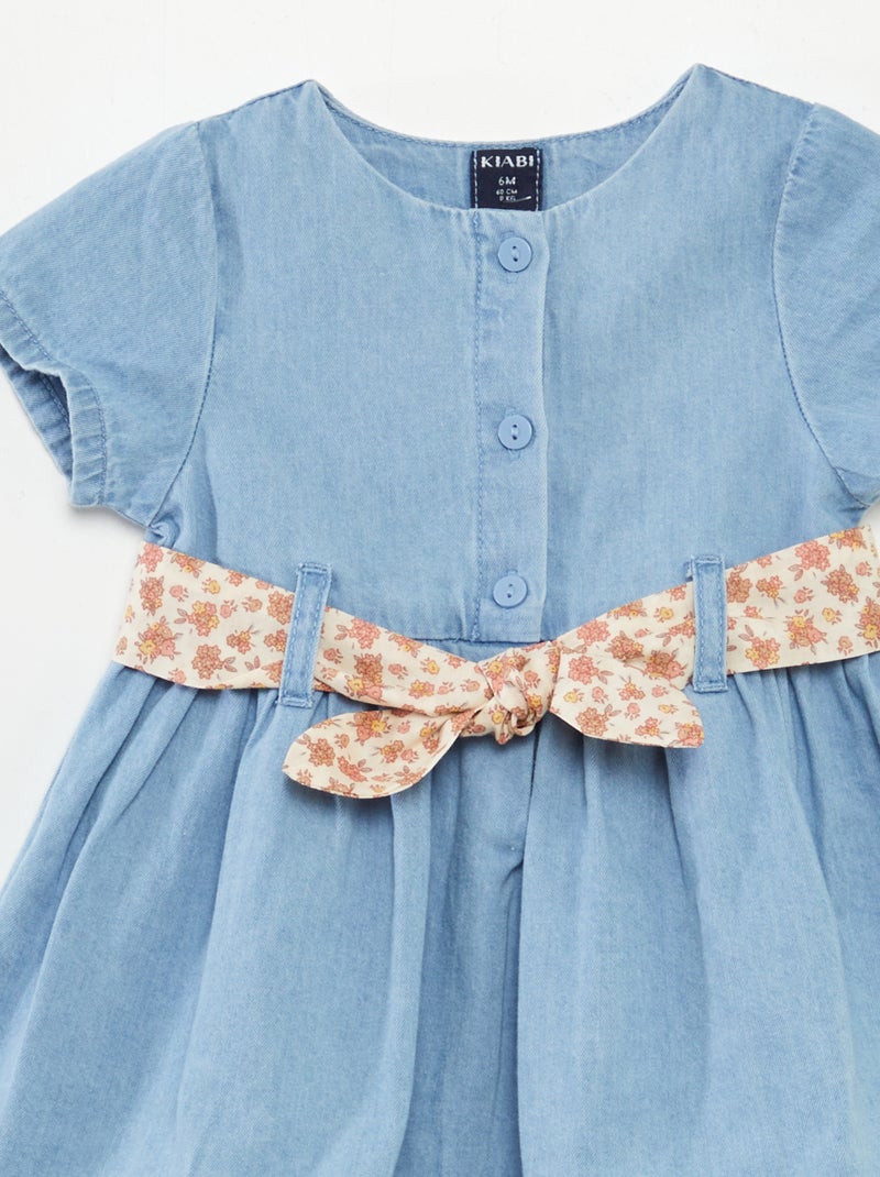 Robe en denim avec ceinture BLANC - Kiabi