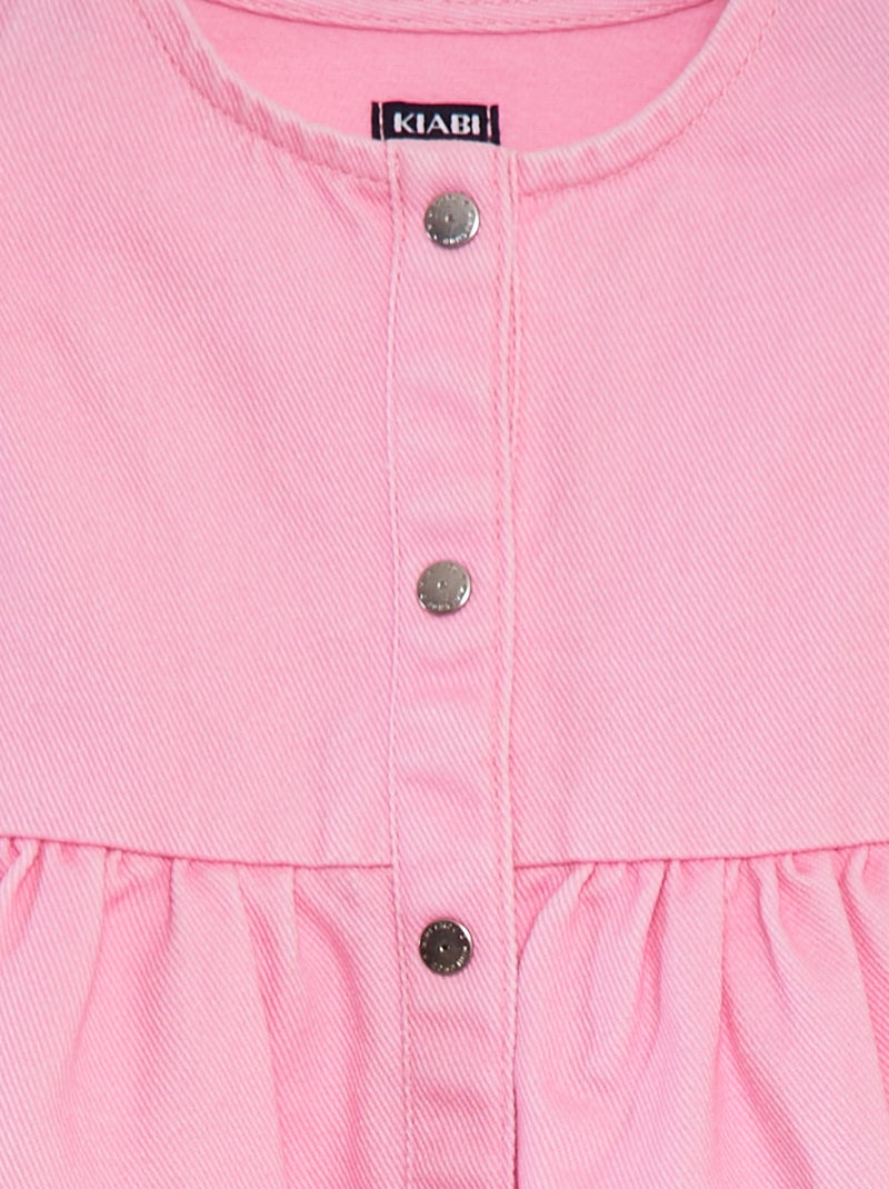 Robe en denim avec manches courtes volantées rose - Kiabi