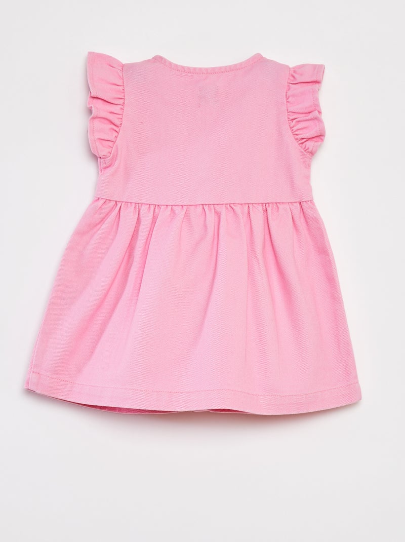 Robe en denim avec manches courtes volantées rose - Kiabi