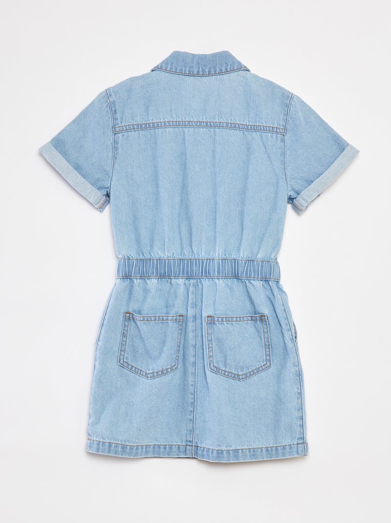 Robe en denim avec ouverture pressionnée Bleu - Kiabi