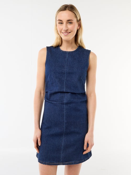 Robe en denim courte sans manches - Kiabi