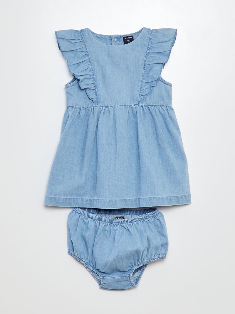 Robe en denim + culotte - 2 pièces BLEU - Kiabi