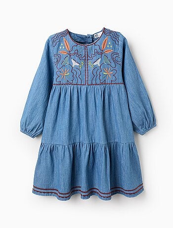 Robe en Denim De Coton Brodé