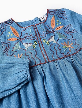Robe en Denim De Coton Brodé
