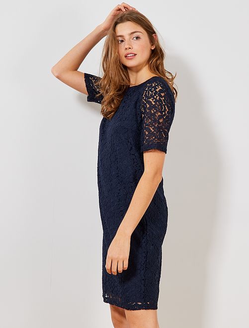 Robe en dentelle Femme - bleu marine - Kiabi - 17,50€