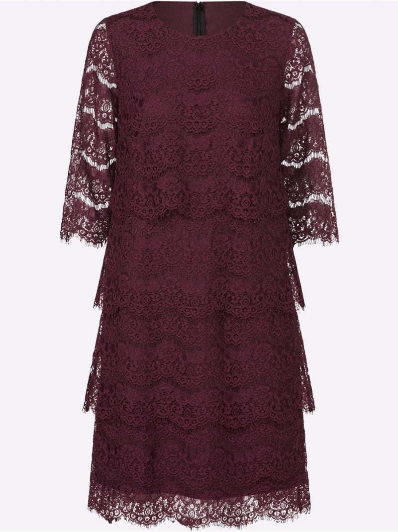 Robe En Dentelle Dentelle élastique - Taille Courte - Witt Noir Bordeaux - Kiabi
