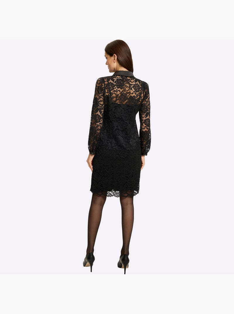 Robe en dentelle dentelle florale légèrement transparente - taille standard - helline Noir - Kiabi