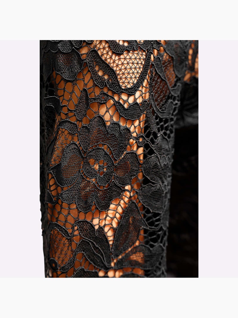 Robe en dentelle dentelle florale légèrement transparente - taille standard - helline Noir - Kiabi