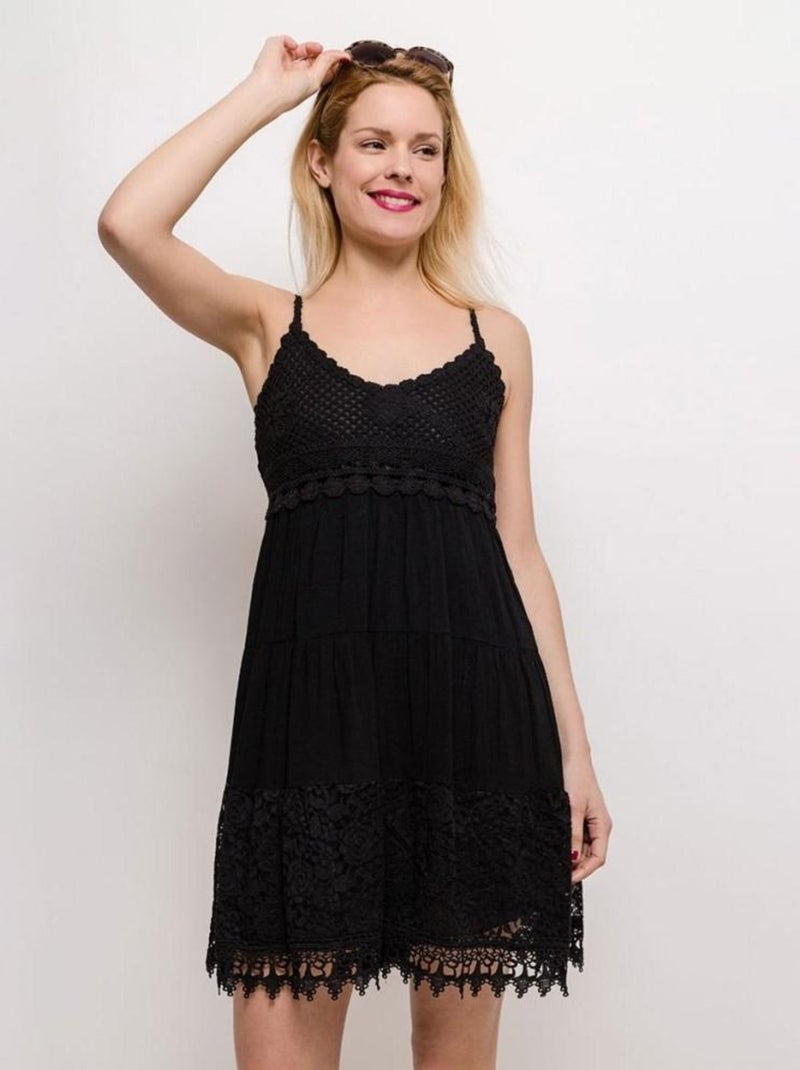 Robe en dentelle noire Noir - Kiabi