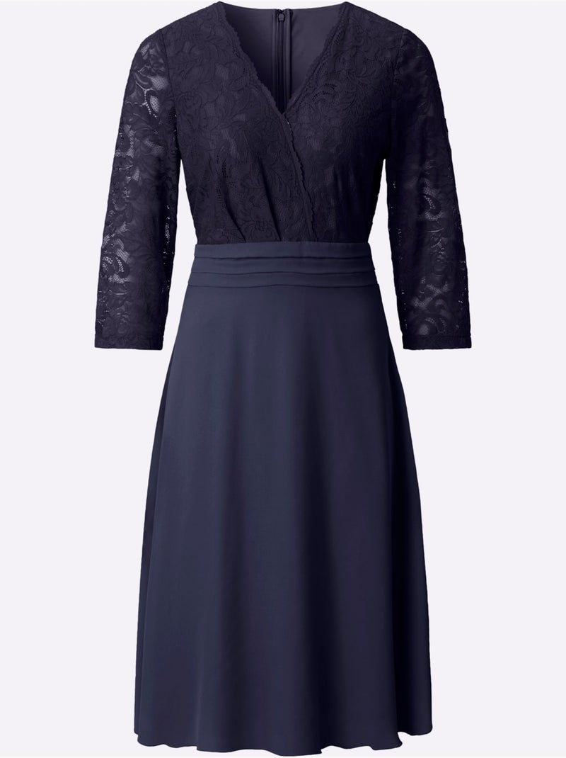 Robe En Dentelle Qualité Tissée - Taille Standard - Witt Bleu marine - Kiabi