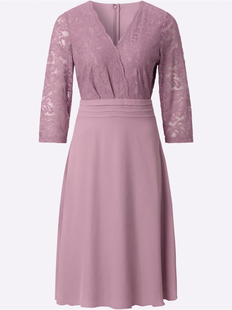 Robe En Dentelle Qualité Tissée - Taille Standard - Witt Mauve - Kiabi