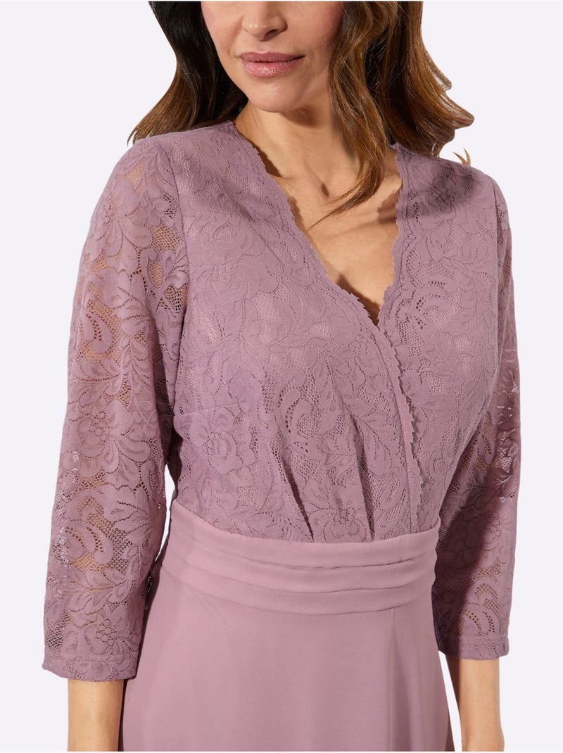 Robe En Dentelle Qualité Tissée - Taille Standard - Witt Mauve - Kiabi