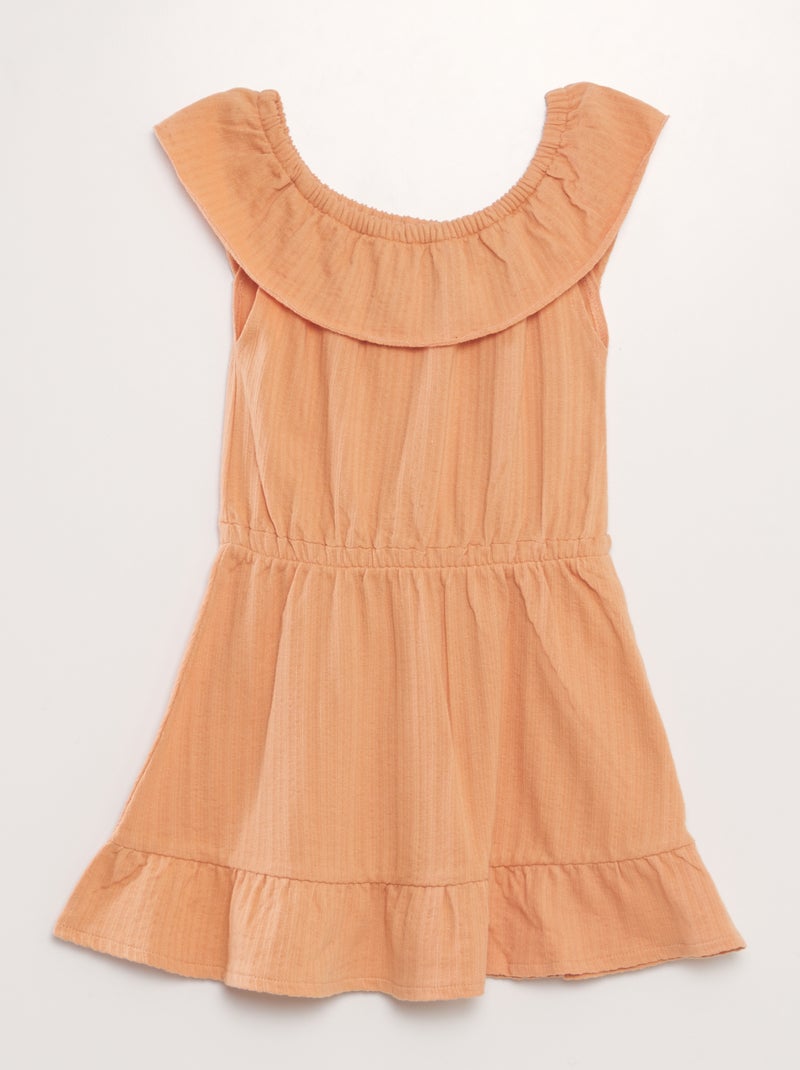 Robe en gaze de coton à col bardot Orange - Kiabi