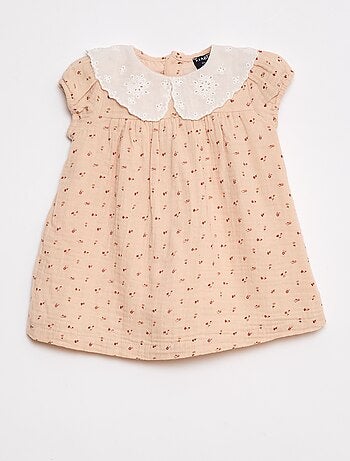 Robe en gaze de coton avec col claudine
