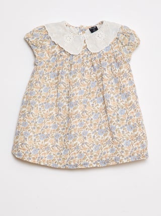 Robe en gaze de coton avec col claudine