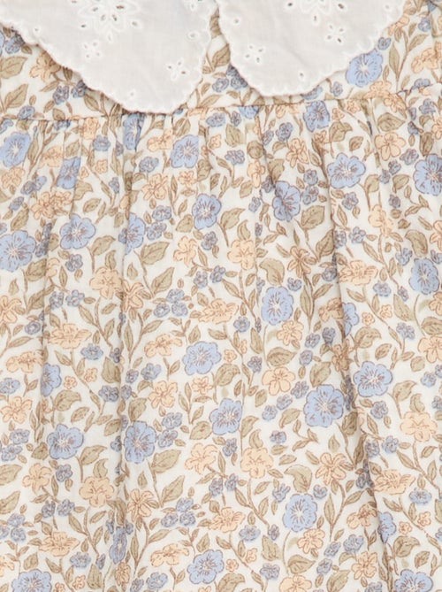 Robe en gaze de coton avec col claudine - Kiabi