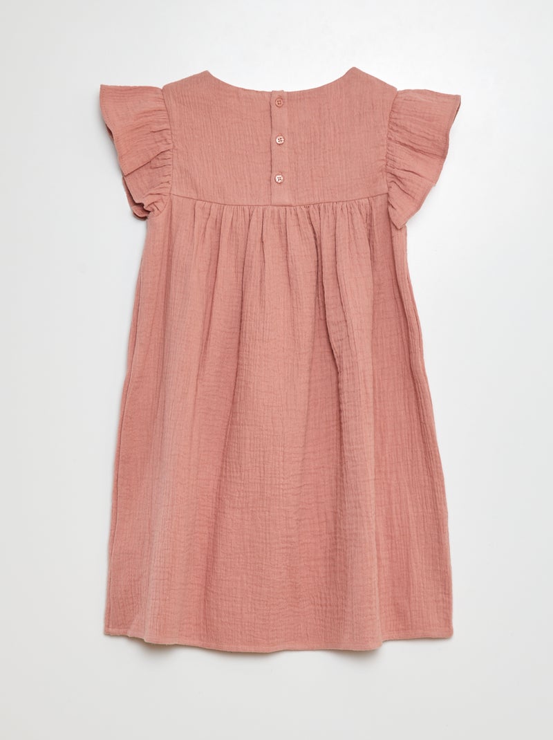 Robe en gaze de coton avec motifs en crochet ROSE - Kiabi