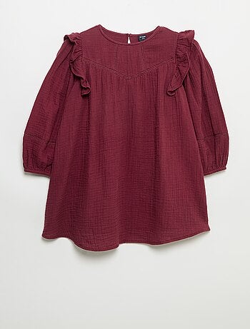 Robe en gaze de coton avec volants aux emmanchures