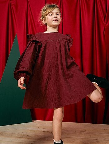 Robe en gaze de coton avec volants aux emmanchures