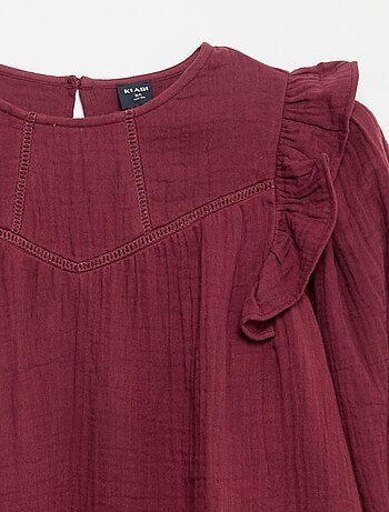 Robe en gaze de coton avec volants aux emmanchures