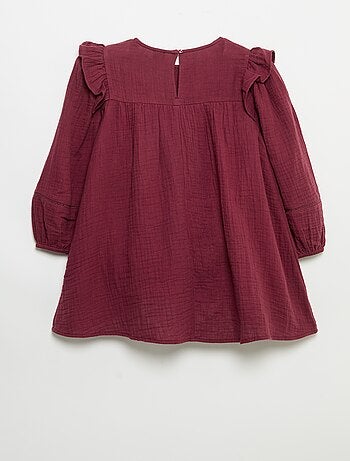 Robe en gaze de coton avec volants aux emmanchures