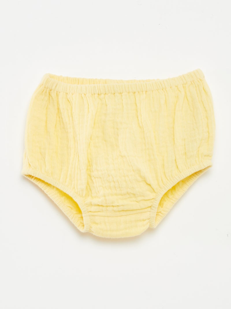 Robe en gaze de coton + culotte - 2 pièces JAUNE - Kiabi