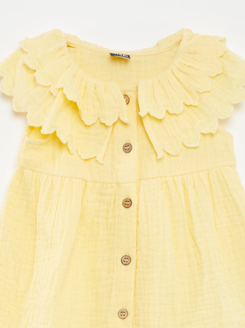 Robe en gaze de coton + culotte - 2 pièces JAUNE - Kiabi