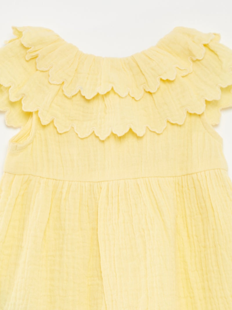 Robe en gaze de coton + culotte - 2 pièces JAUNE - Kiabi