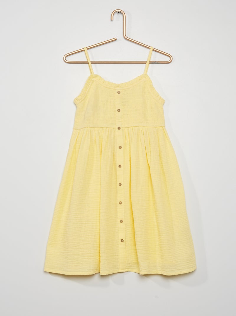Robe en gaze de coton jaune - Kiabi