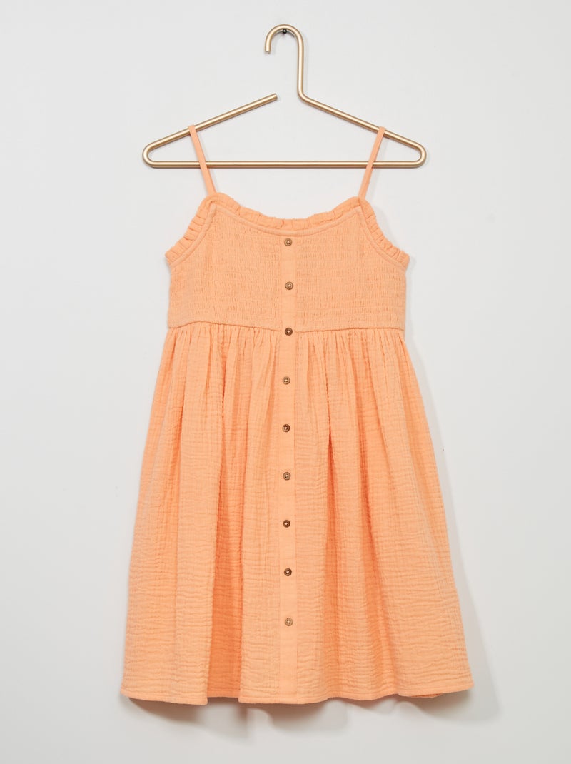 Robe en gaze de coton orange - Kiabi
