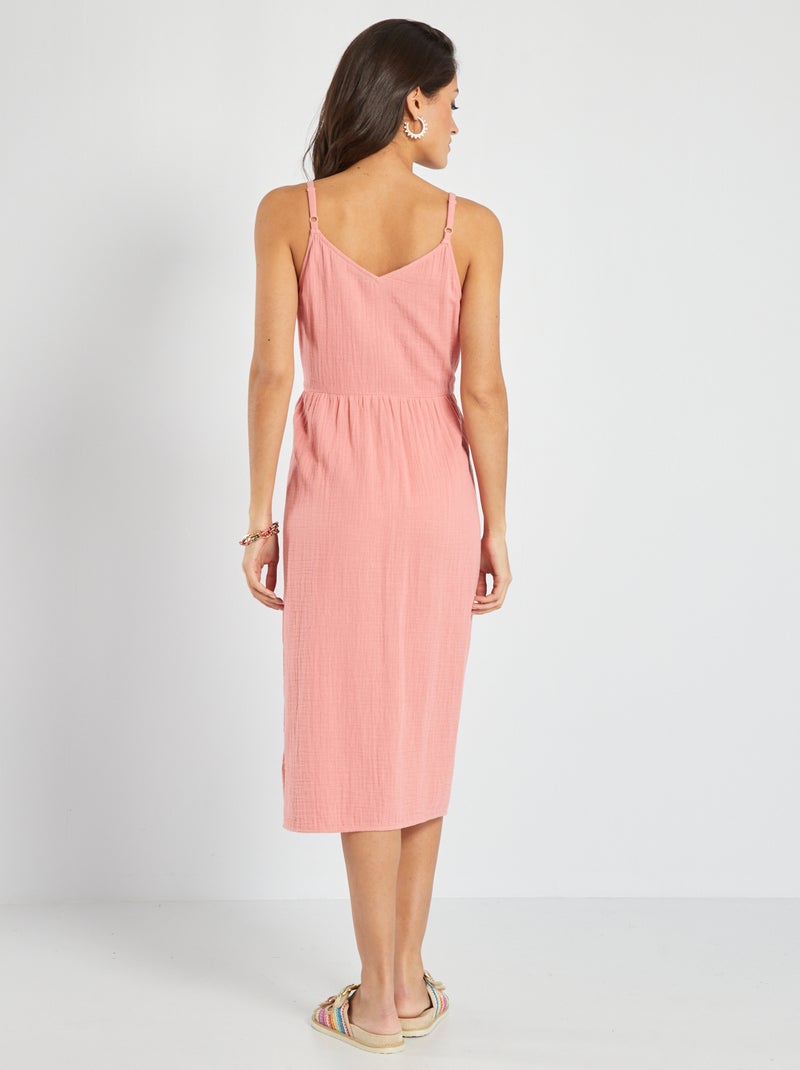 Robe en gaze de coton rose - Kiabi