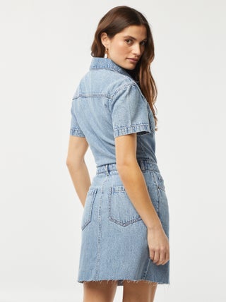 Robe en jean boutonnée à manches courtes * main image 0