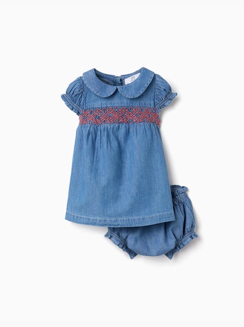 Robe en jean avec broderie et volants - Kiabi Robe en jean avec broderie et volants - Kiabi