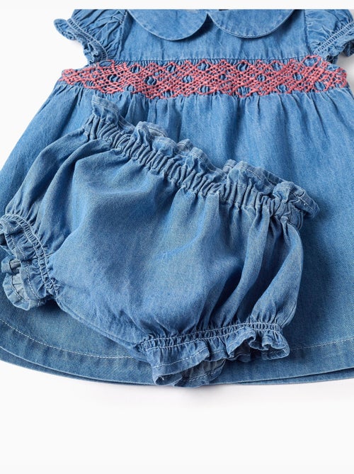 Robe en jean avec broderie et volants - Kiabi Robe en jean avec broderie et volants - Kiabi