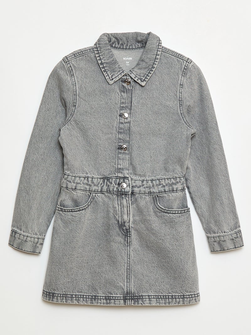 Robe en jean avec ouverture pressionnée Gris - Kiabi