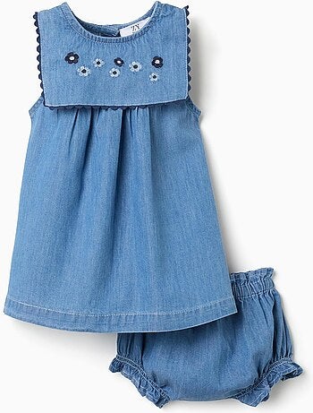 Robe en jean + bloomer à volants