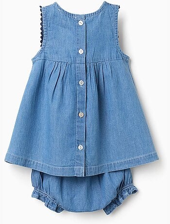 Robe en jean + bloomer à volants