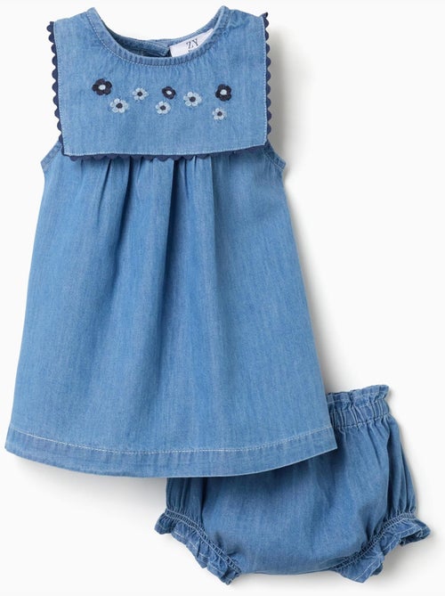 Robe en jean + bloomer à volants - Kiabi