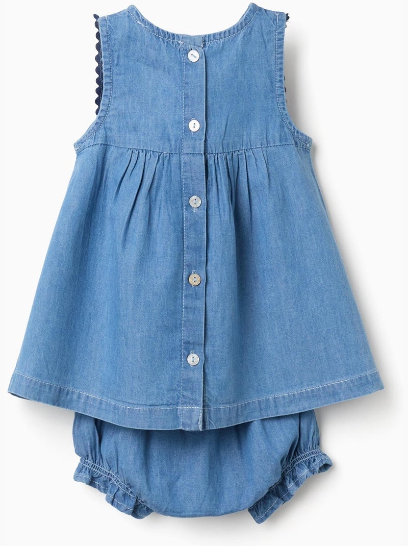 Robe en jean + bloomer à volants Bleu Bleu - Kiabi