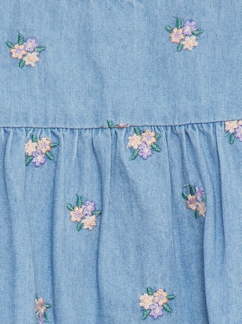 Robe en jean brodée 'fleurs' Bleu - Kiabi