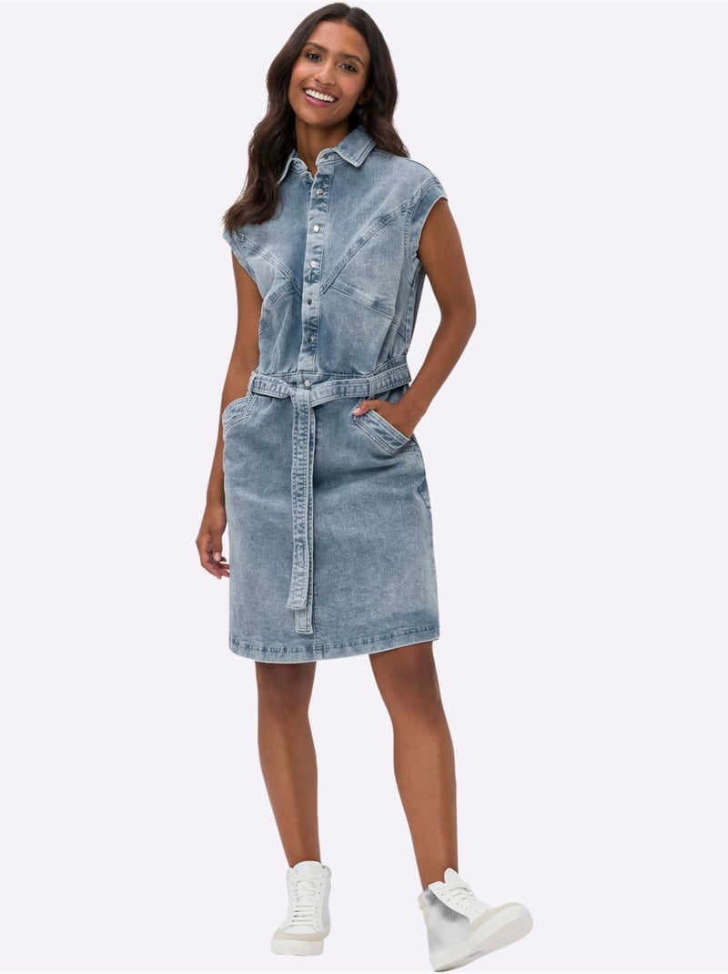 Robe En Jean Coutures De Séparation - Taille Standard - helline Bleu - Kiabi