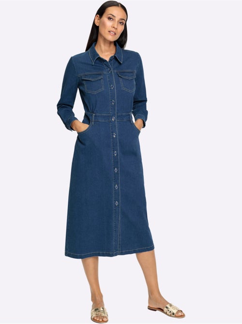 Robe En Jean Denim Doux - Taille Standard - Helline - Kiabi Robe En Jean Denim Doux - Taille Standard - Helline - Kiabi